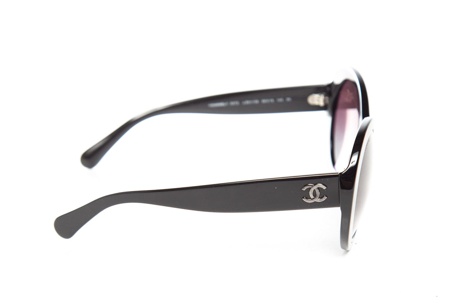 Chanel Black Round Eye Interlocking CC Side Detail Sunglasses