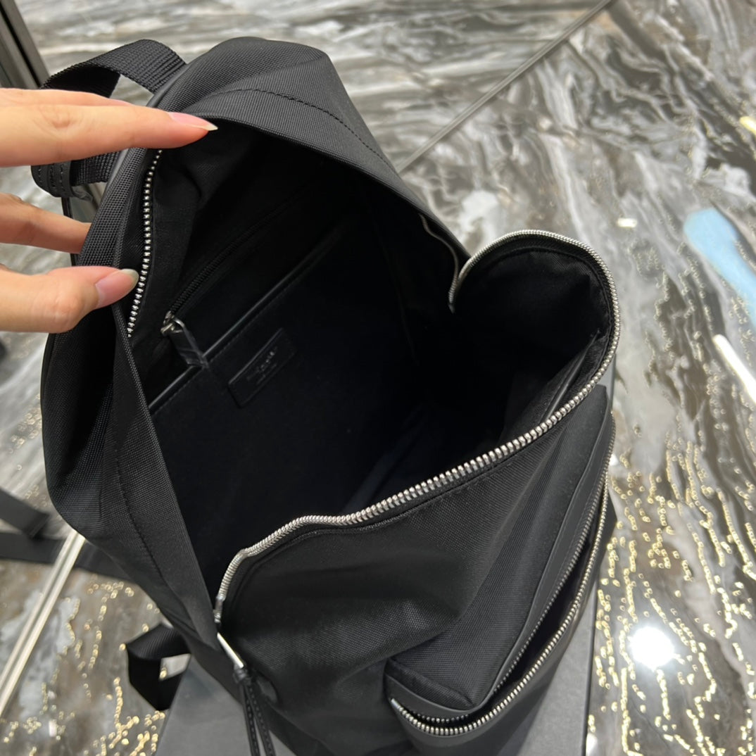 Top Quality City Backpack In Canvas Unisex For Women 13.8in/35cm Black YSL