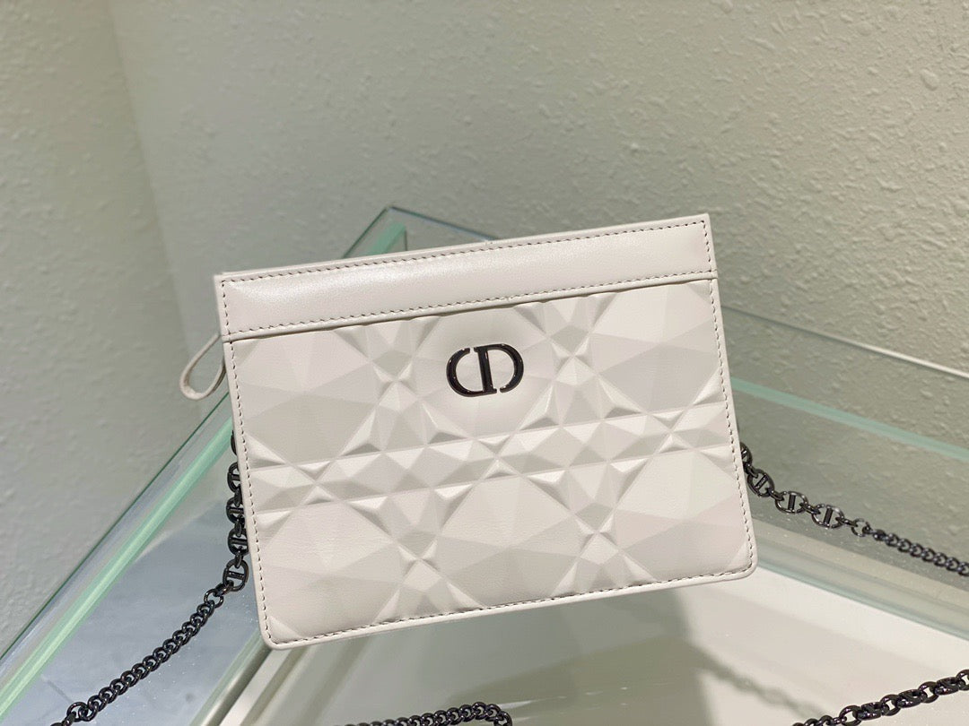 Top Quality Caro Zipped Pouch With Chain White, For Women, Womens Handbags 7.5in/19cm CD