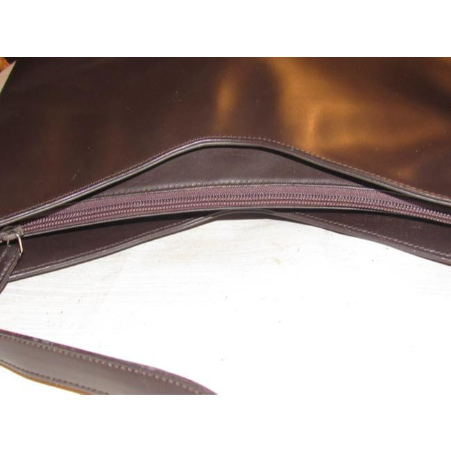 Gucci   Brown Leather With V Top And Strap Shoulder Bag