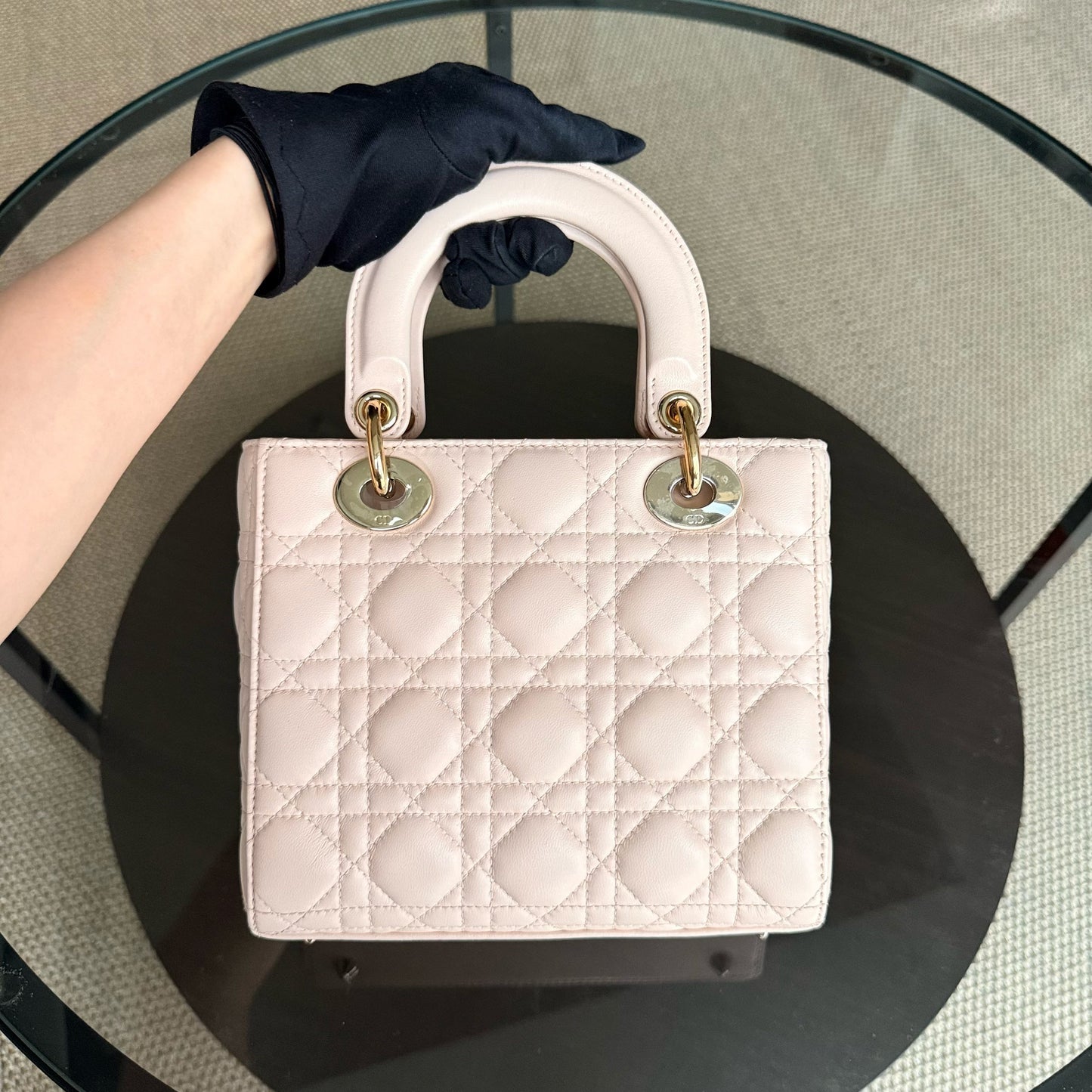 Dior Lady Small ABC Flap - Cannage Lambskin Powder Pink Gold Hardware MyABC