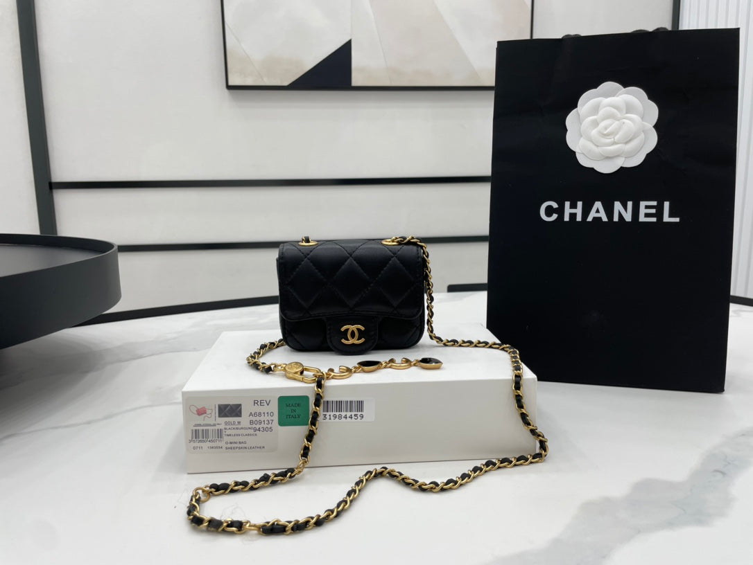 CHLMini Flap Bag Black For Women, Women’s Bags 3.5in/9cm