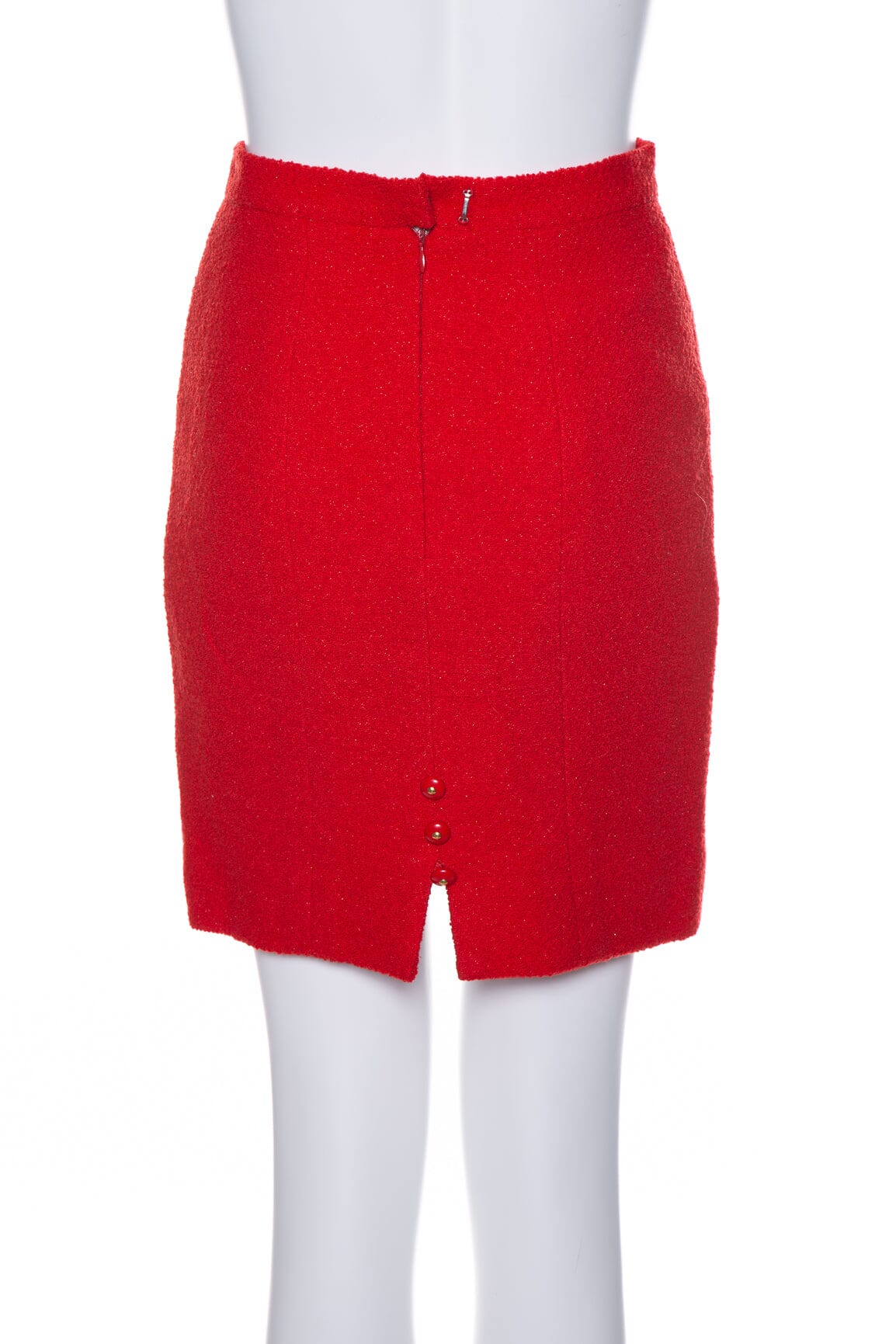 Chanel   1995 Red Tweed Skirt SZ 36