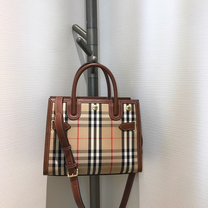 Top Quality Mini  Check Two-handle Title Bag Archive Beige For Women, Bags 10.2in/26cm 80252671