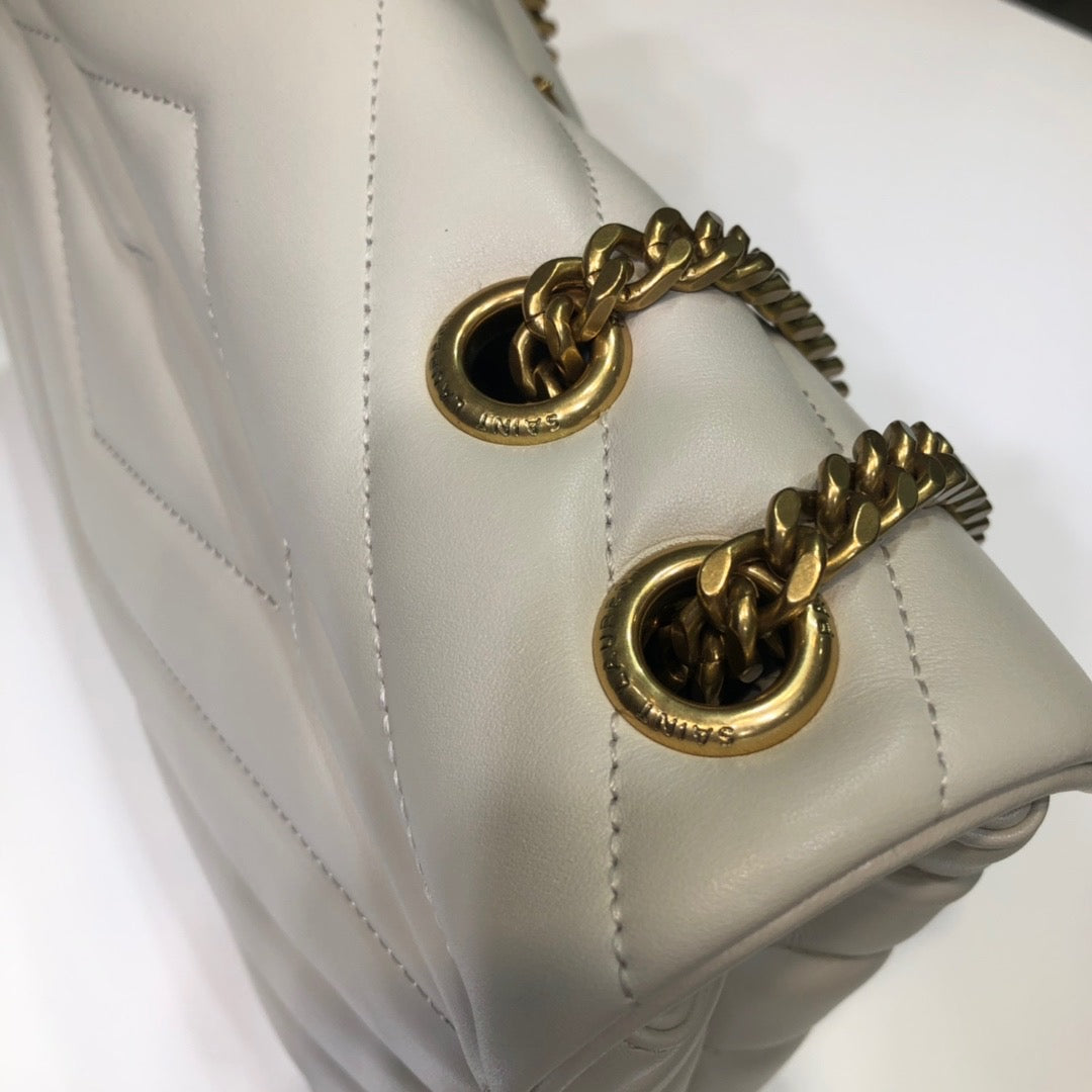 Top Quality Loulou Small Chain Bag In Matelassé "Y" White For Women 9.8in/23cm YSL 494699DV7279207