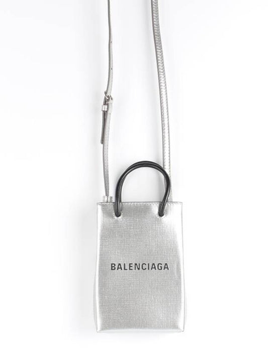 Luxury Balenciaga Trending 2025 Phone holder cross bag silver