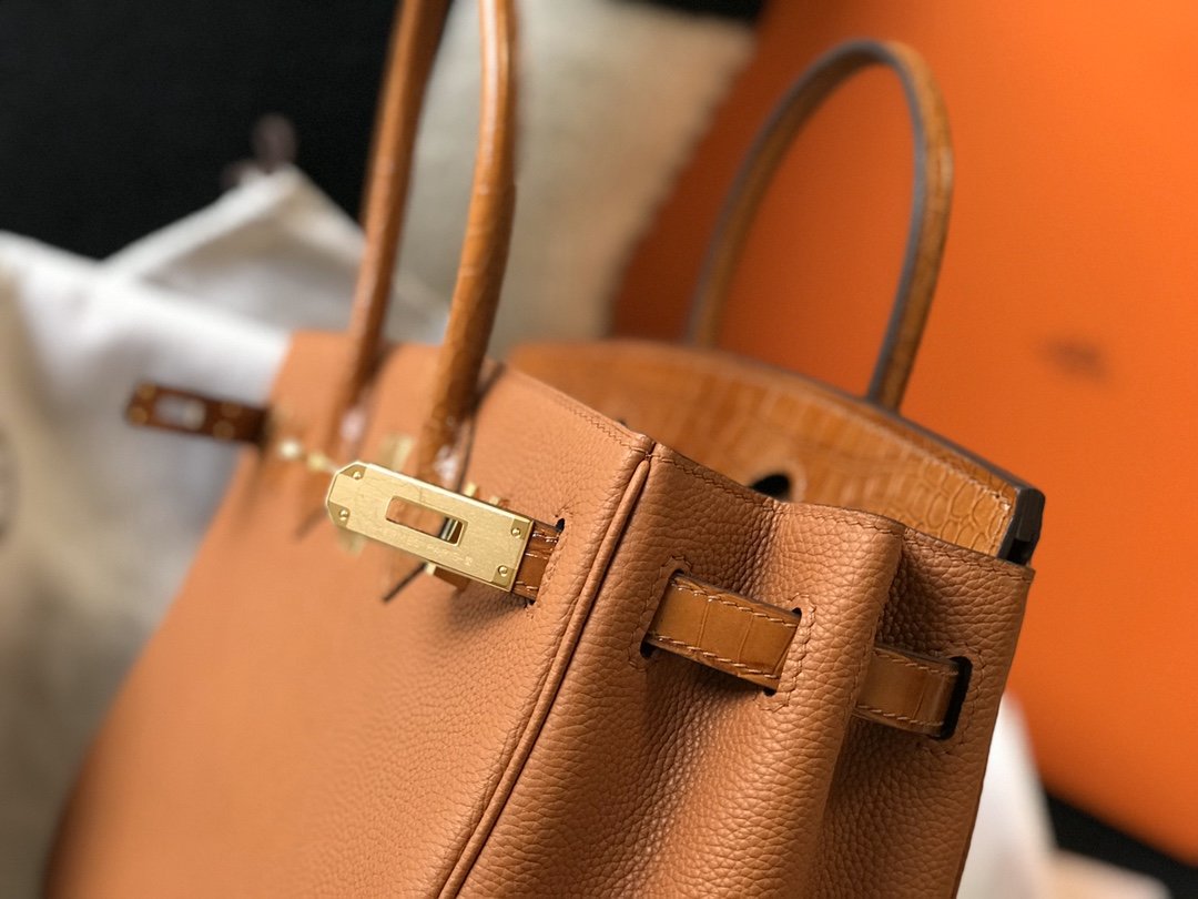 Top Quality Birkin Brown For Women Gold Toned Hardware 11.8in/30cm