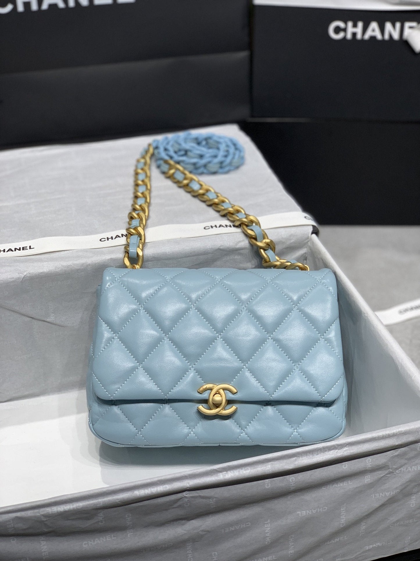 CHLSmall Top Qualityap Bag Gold-Tone Metal Blue Bag For Women 16cm/6.2in