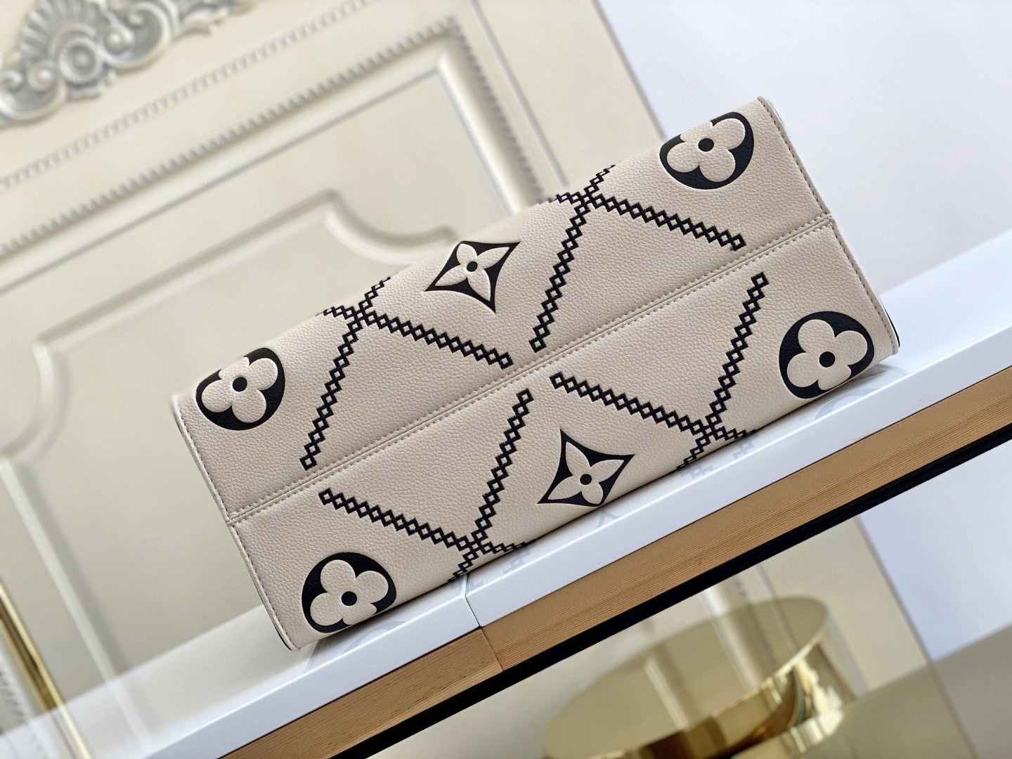 Top Quality Onthego MM Tote Bag Monogram Empreinte Crème Beige For Women, Women Handbags, Shoulder Bags And Crossbody Bags 13.8in/35cm Top Quality M46016