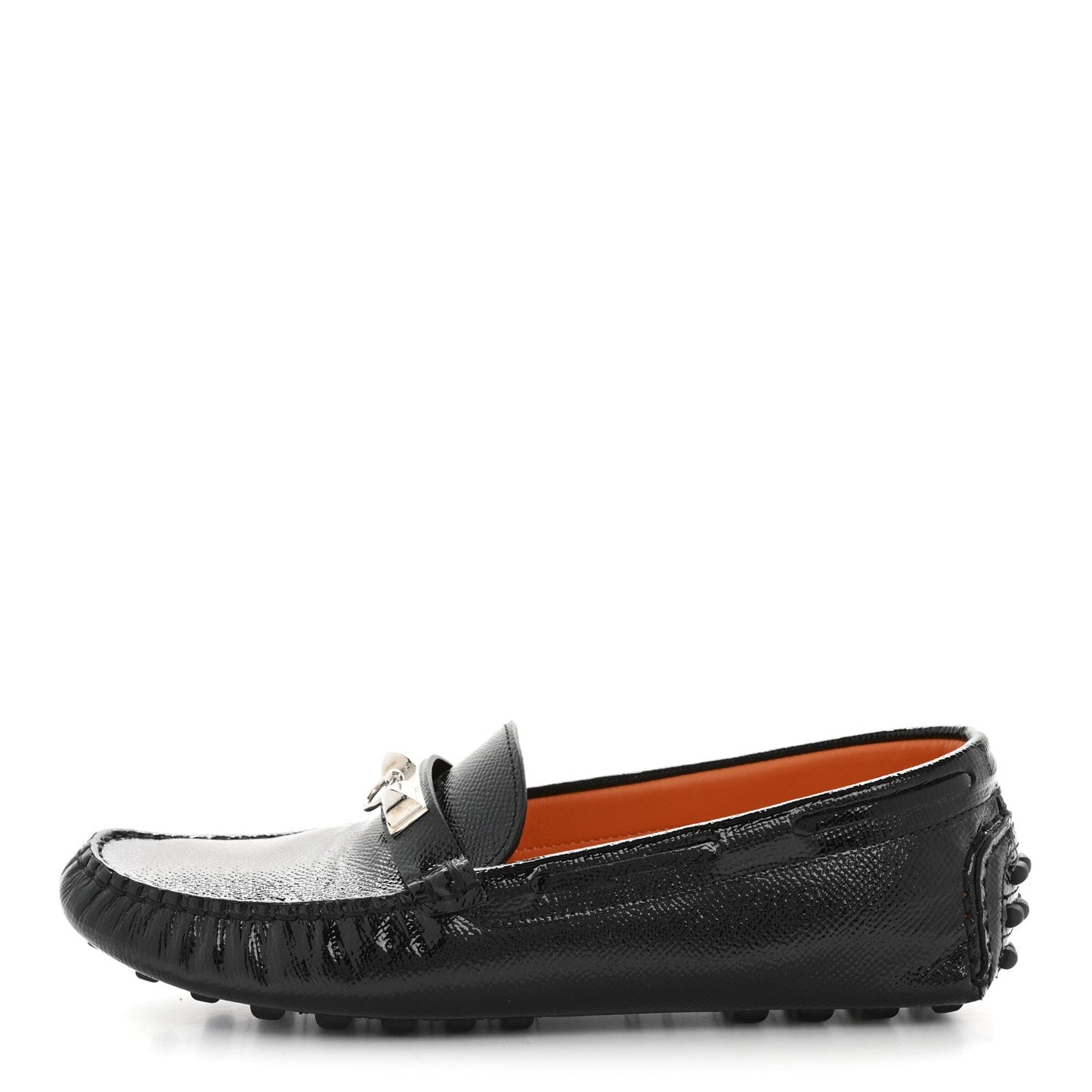 Hermes Patent Epsom Womens Irving Driving Moccasin Loafers 37 Black
