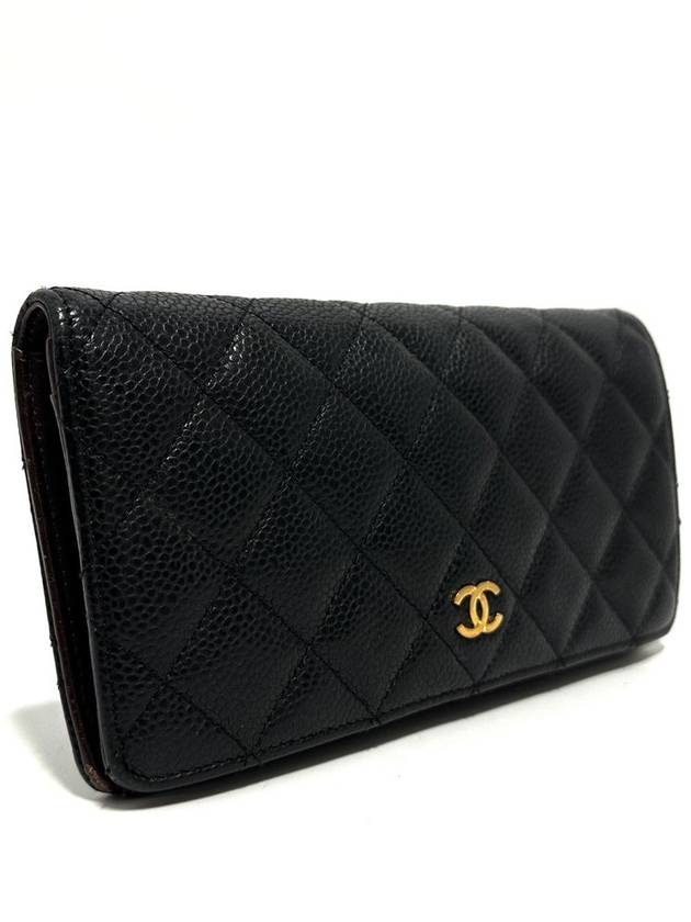 Caviar gold flap long wallet Chanel