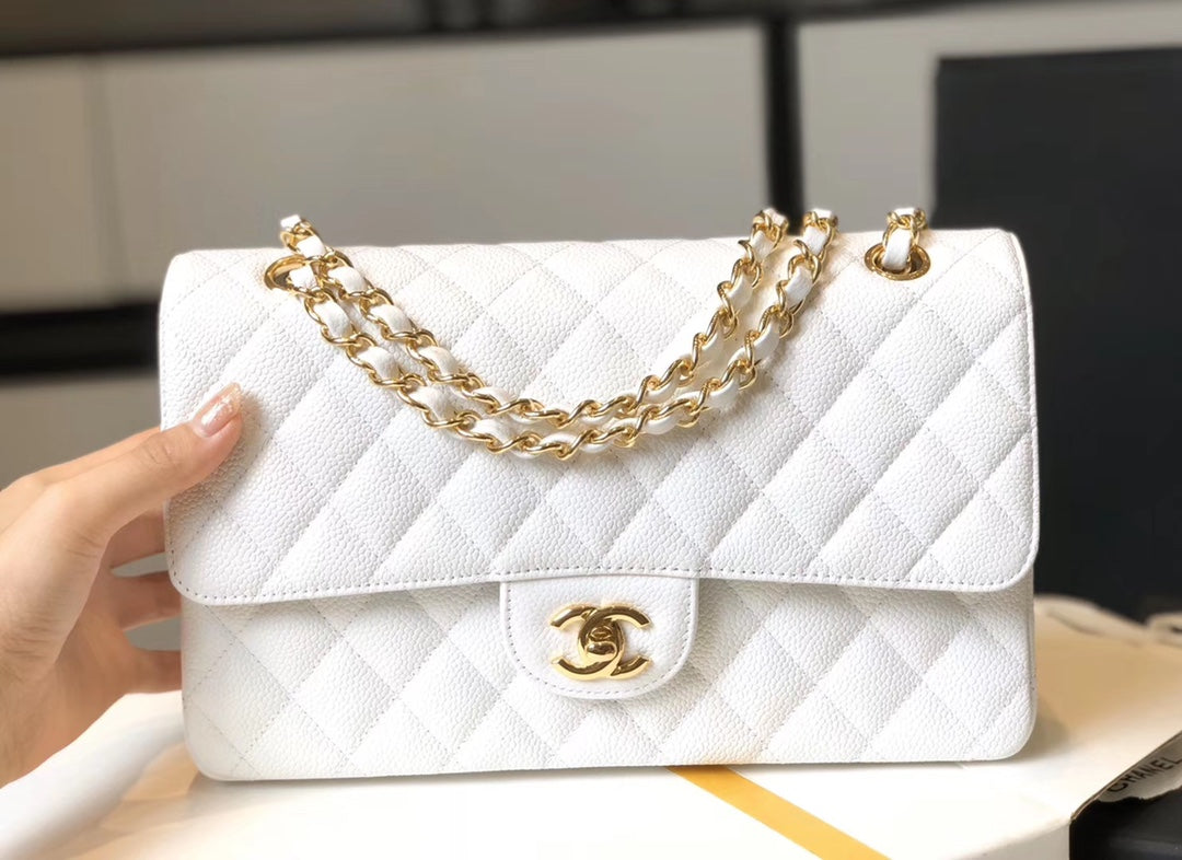 CHL Classic MeTop Qualityum Top Qualityapbag Golden Hardware White 10in/25.5cm