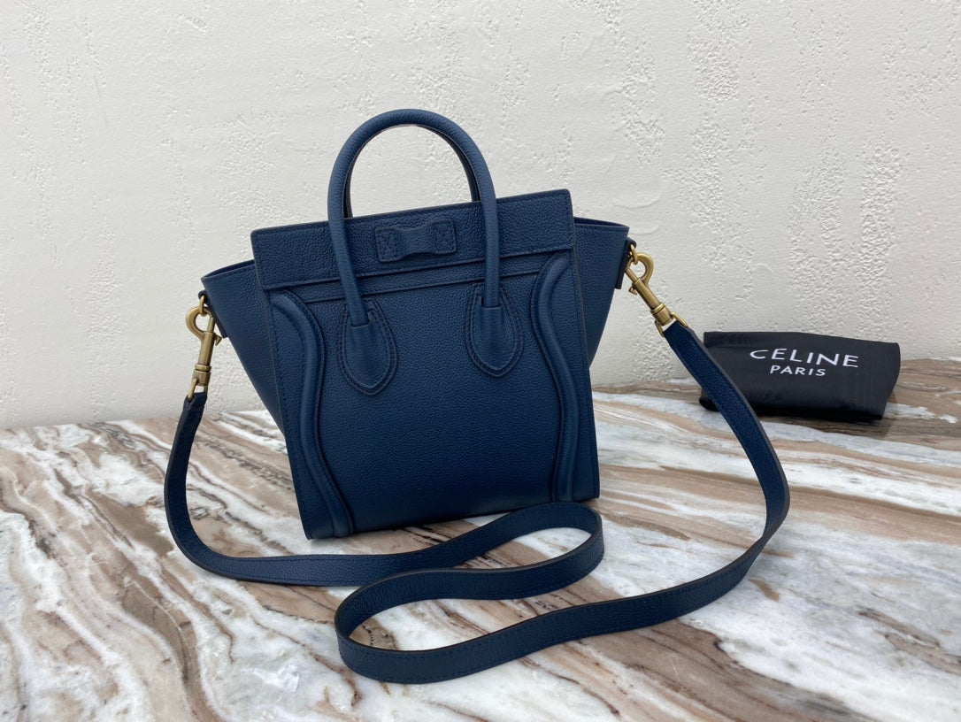 Top Quality Nano LuGucciage Bag In Drummed Dark Blue For Women 8in/20cm 