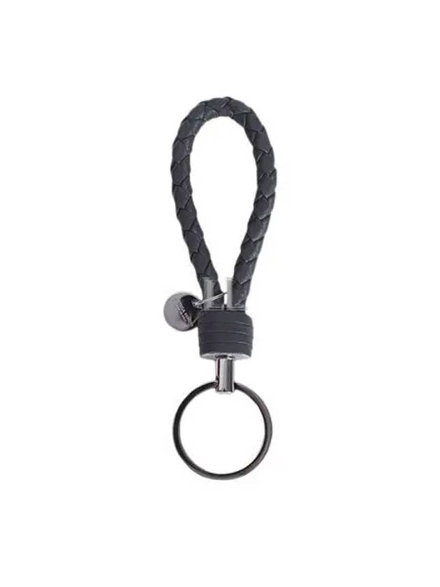 Luxury Bottega Veneta Intrecciato Leather Key Holder Grey