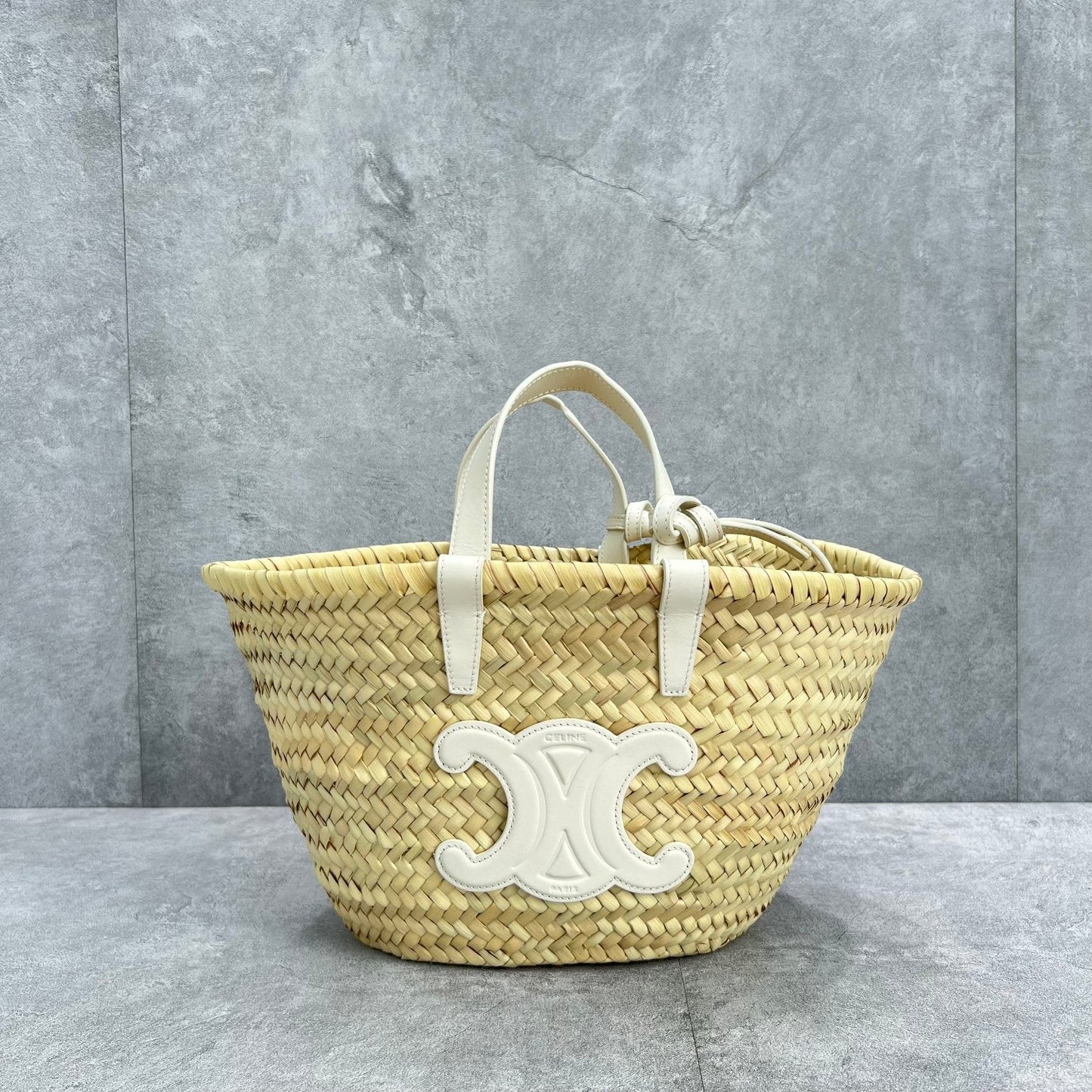 Top Quality Teen Triomphe Top Quality Classic Panier In Palm Leaves And Lizard White For Women 8in/20cm
