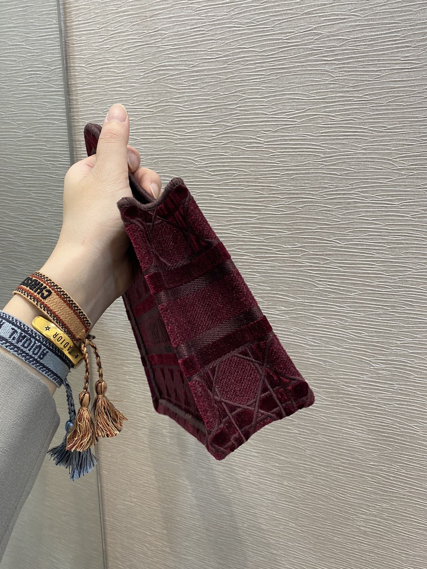 Top Quality Mini Tote Book Oblique Red Canvas For Women 23cm/9in CD