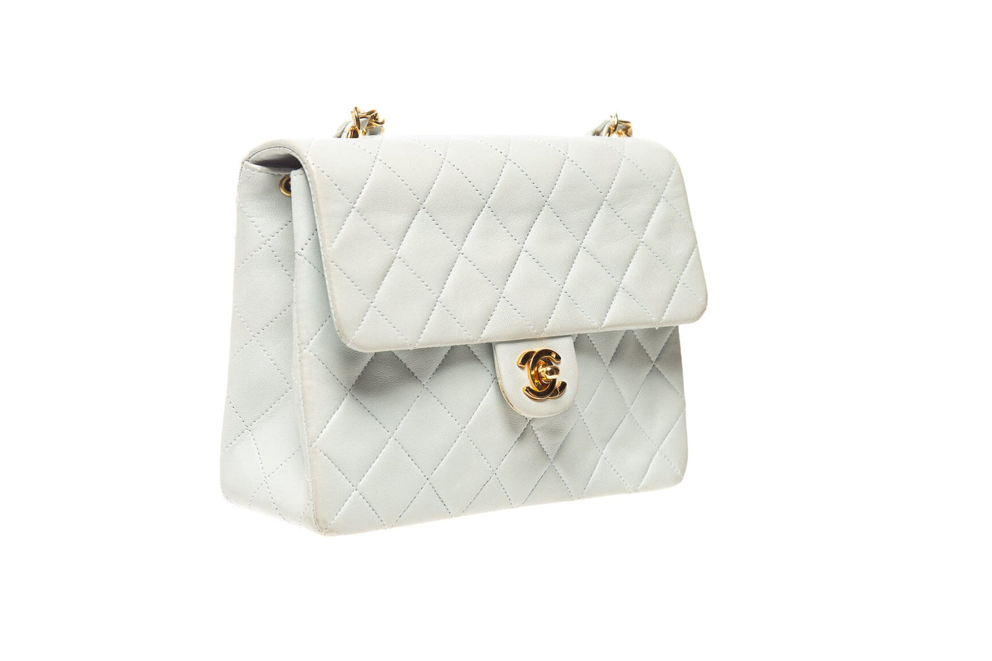 Chanel   (1991-1994) Powder Blue Square Flap Shoulder Bag