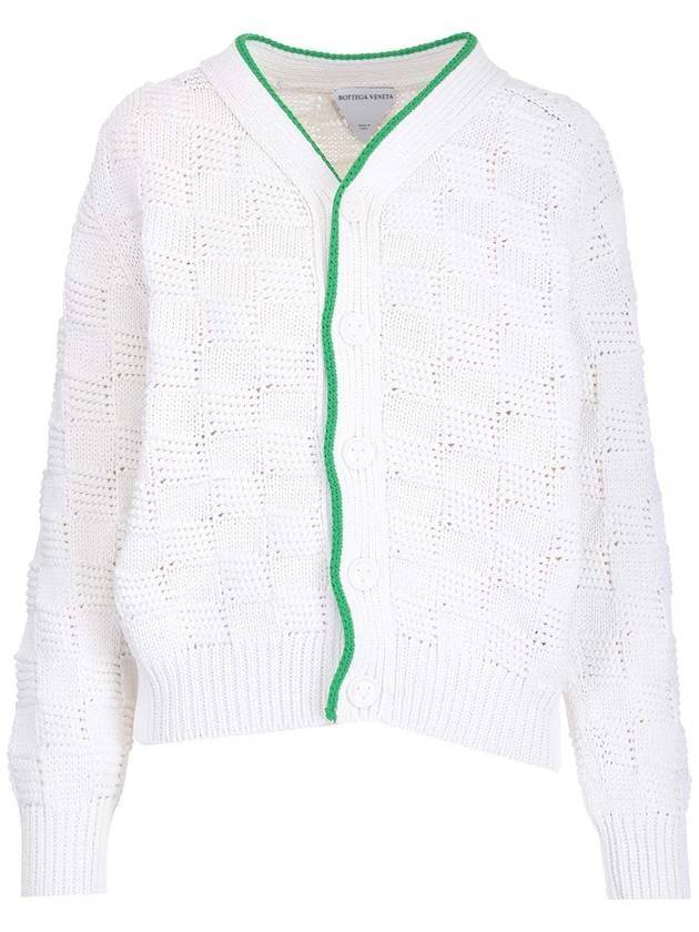 Luxury Bottega Veneta Intrecciato Pattern Cardigan White