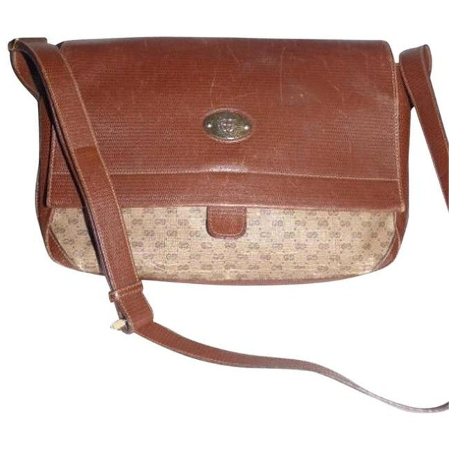 Gucci   Shades Of Brown Small G Logo Print Leather Coated Canvas Cross Body