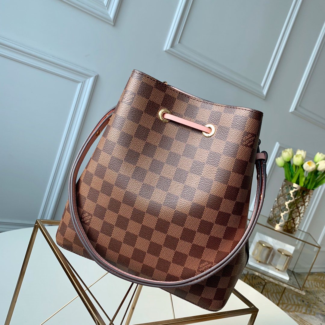 Top Quality NeoNoe Bucket Bag Damier Ebene Canvas Venus Pink For Women,  Shoulder And Crossbody Bags 10.2in/26cm Top Quality N40198