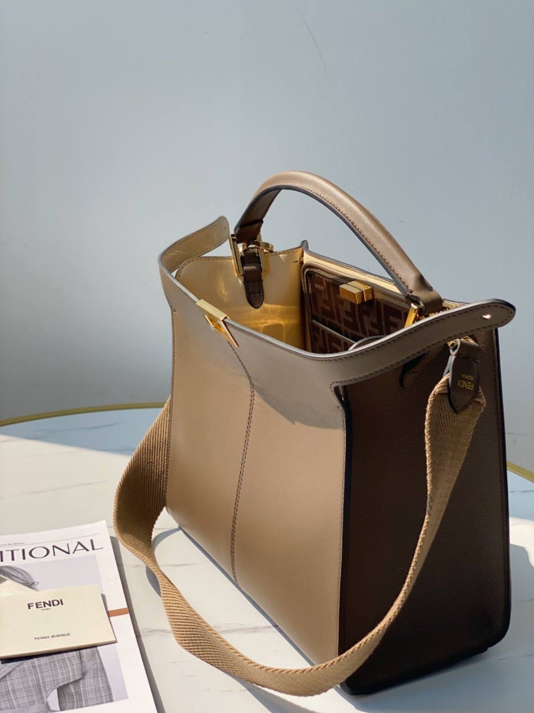 Top QualityTop Quality Peekaboo X-Lite Tote Medium Light Brown Bag For Woman 30cm/12in