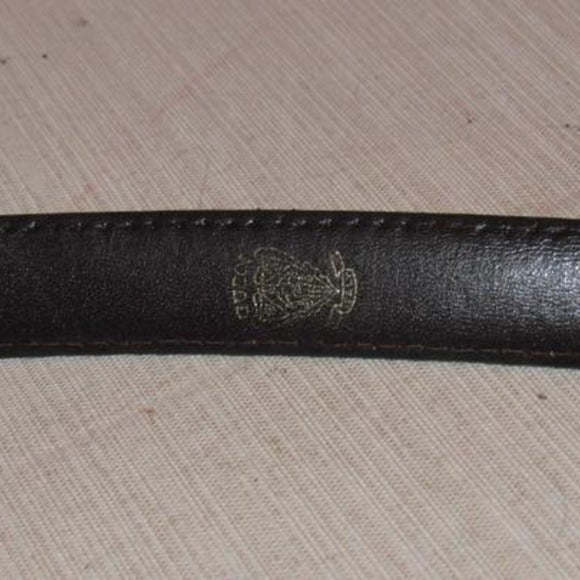 Gucci   Brown Leather Belt w Gold GG Logo Buckle