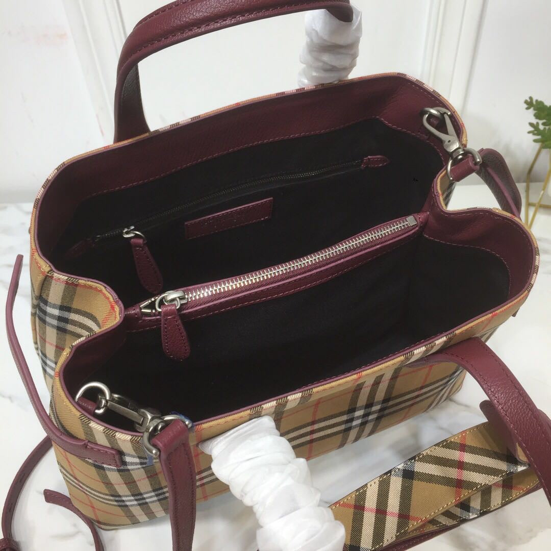 Top Quality Ho Check Derby Medium Banner Purse Tote Purple For Women, Womenâs Bags 14in/35cm