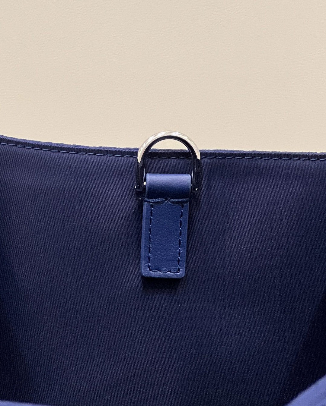 Top QualityTop Quality Sunshine Medium Navy Blue FF fabric shopper Bag For Woman 31cm/12in