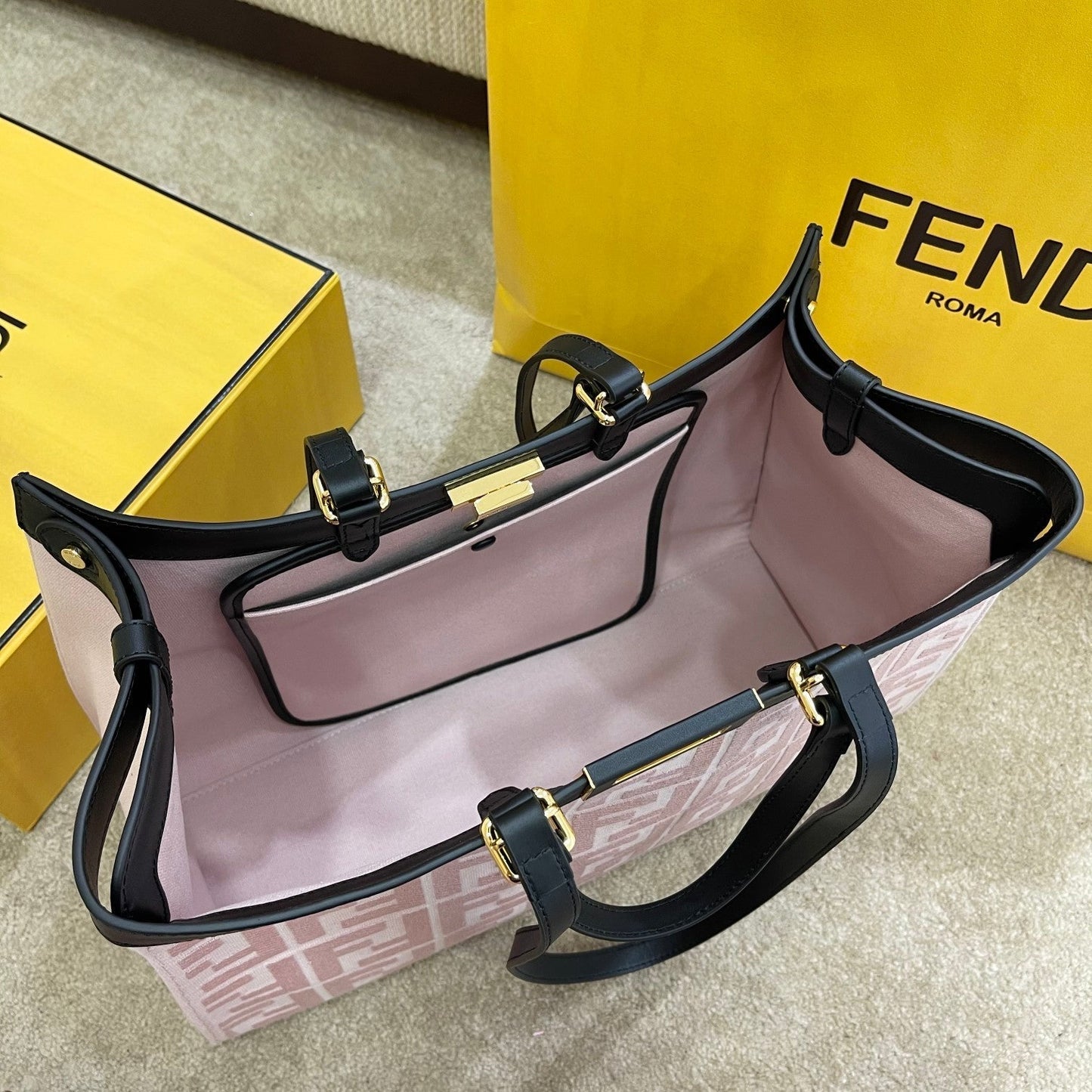 FI Top Quality X-tote Bag Pink Canvas For Women, Handbags, Shoulder Bags 16.1in/41cm FF 8BH374