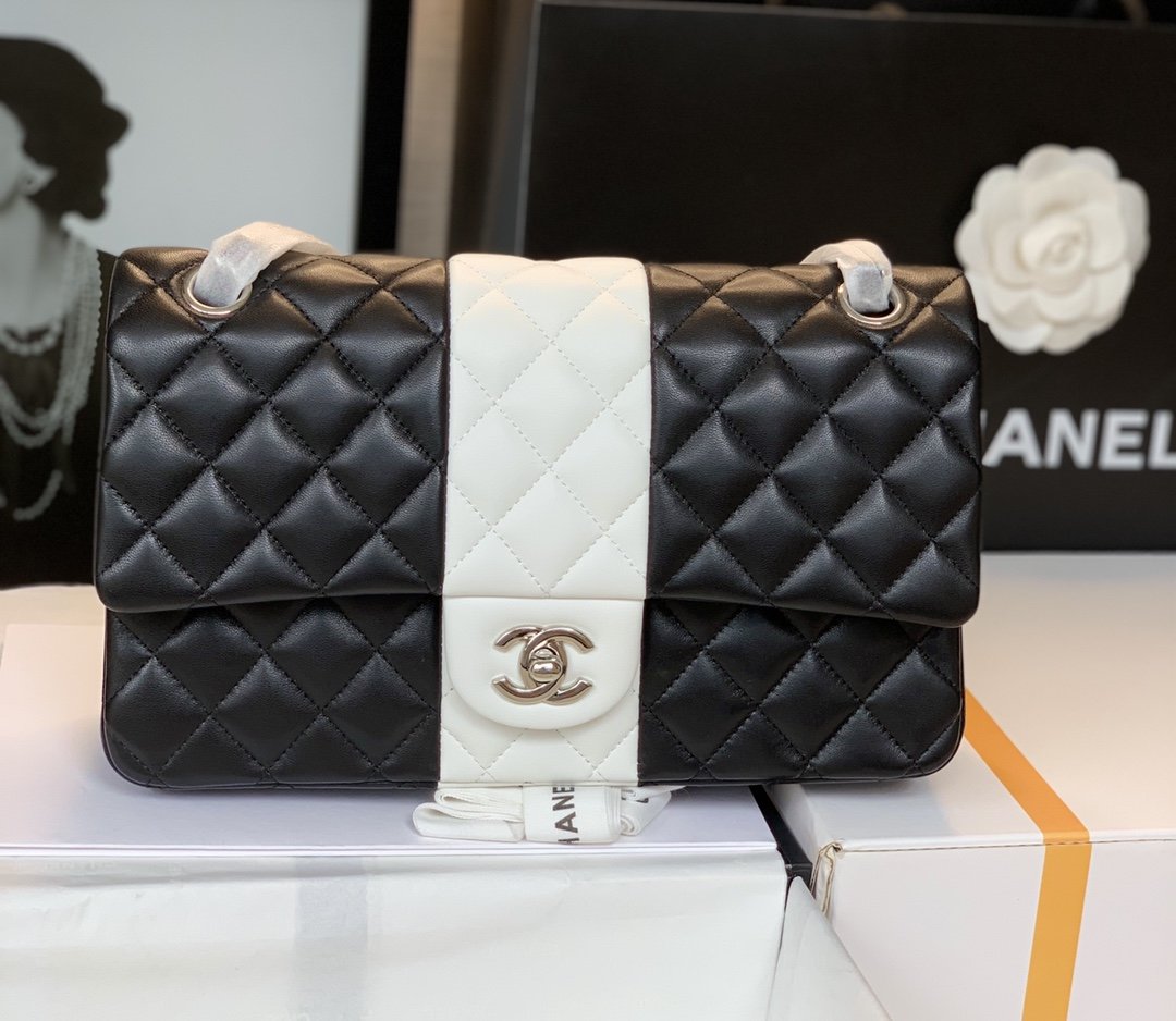 CHLMini Flap Bag Black and White For Women 9.8in/25cm