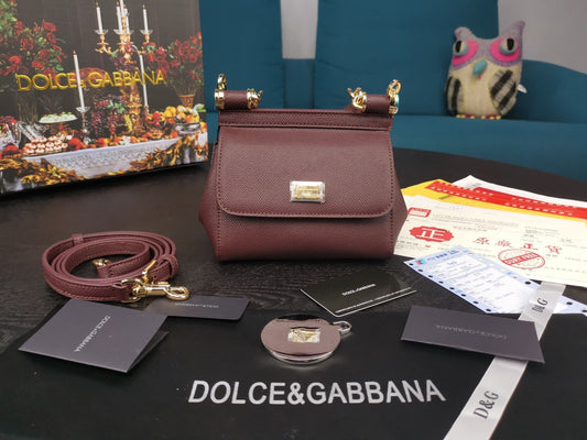 Top Quality Small Sicily Bag In Dauphine Burgundy For Women 7.5in/19cm Top Quality