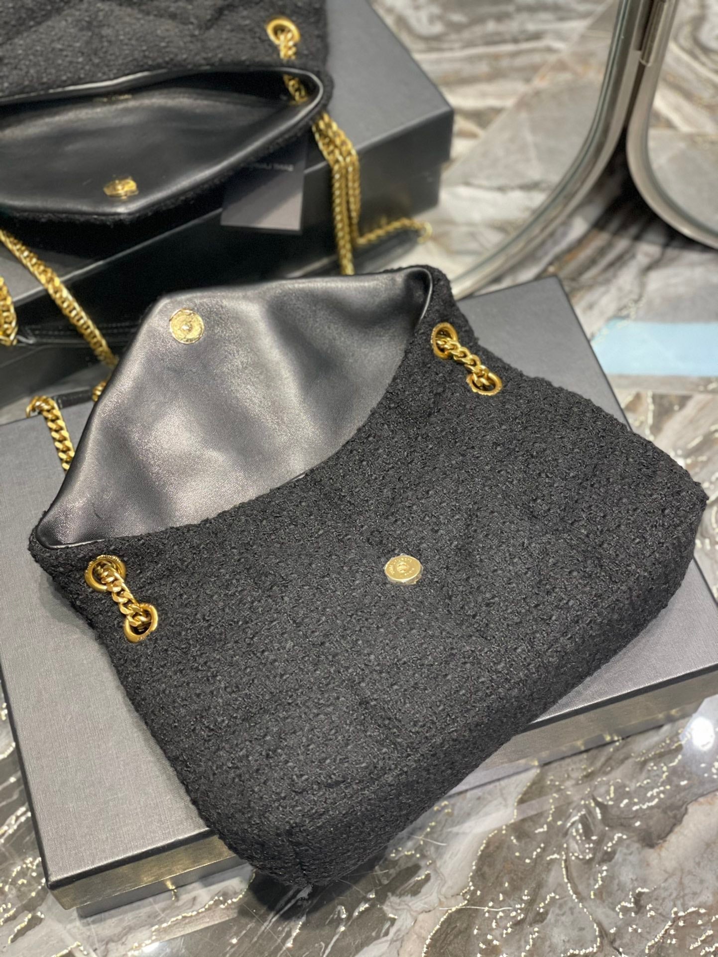 YSSL Puffer Small Chain Bag Black For Women, Women’s Bags 11in/29cm YSL‎