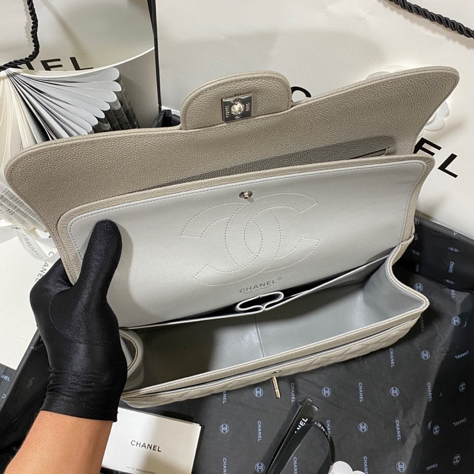 CHLLarge Classic Handbag Silver Hardware Grey For Women, Women’s Handbags, Shoulder Bags 11.8in/30cm