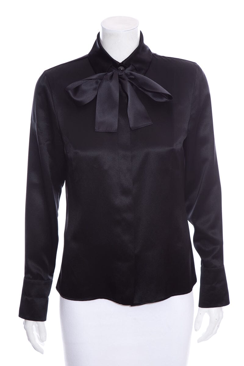 Chanel Black Silk Satin Blo  SZ 38