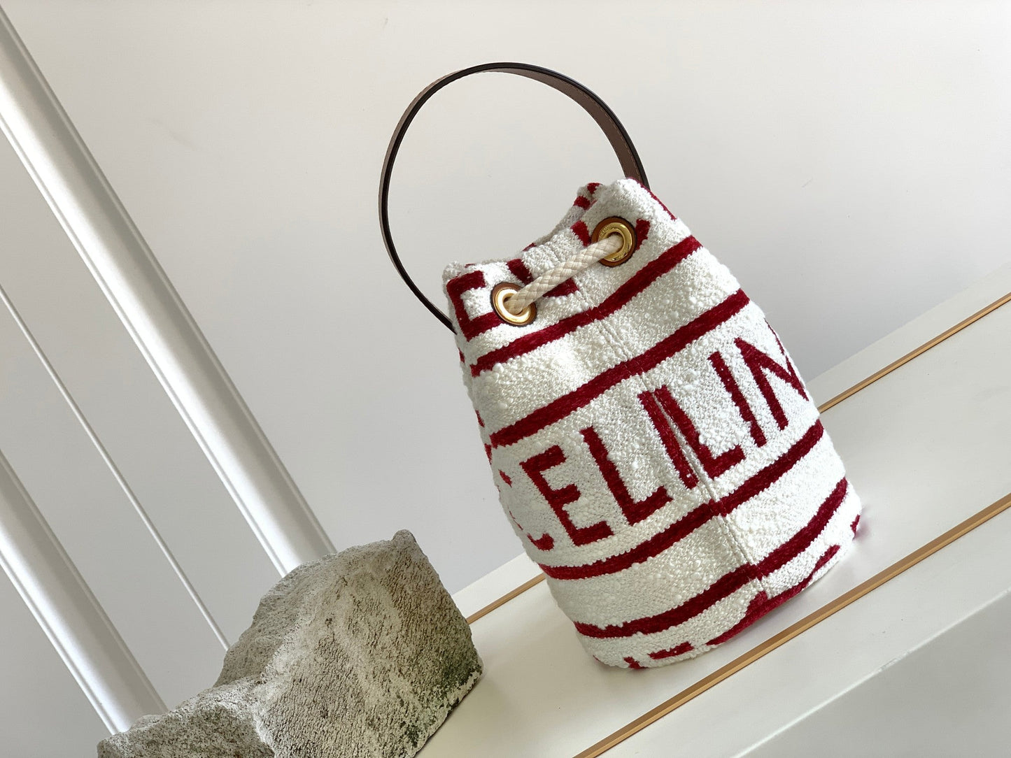 Top Quality Teen Drawstring In Textile With Top Quality All-Over White/Red For Women 7in/19cm