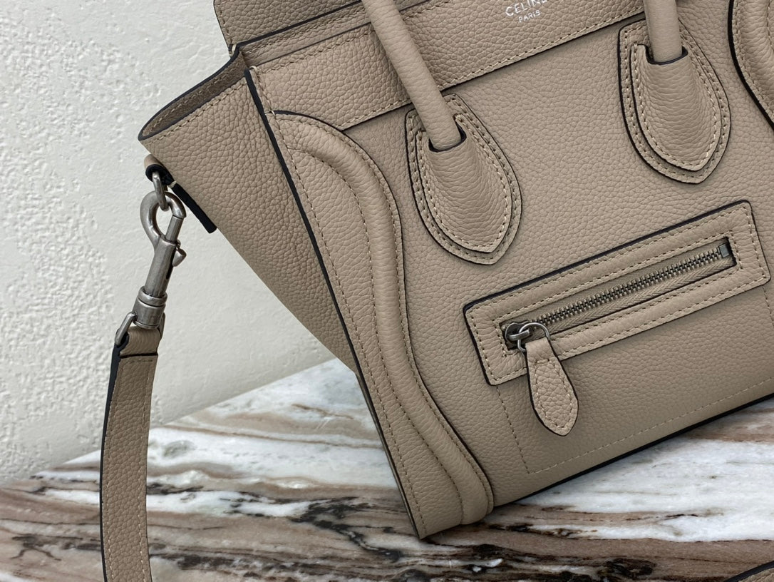 Top Quality Nano LuGucciage Bag In Drummed Light Brown For Women 8in/20cm 189243DRU.03UN
