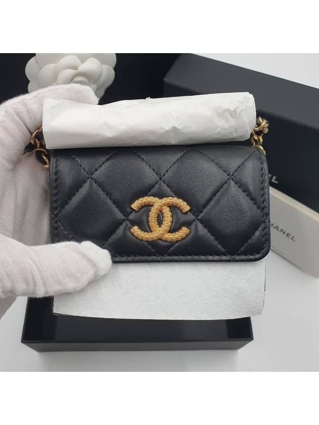 CC Logo Gold Chain Mini Cross Bag Black Chanel