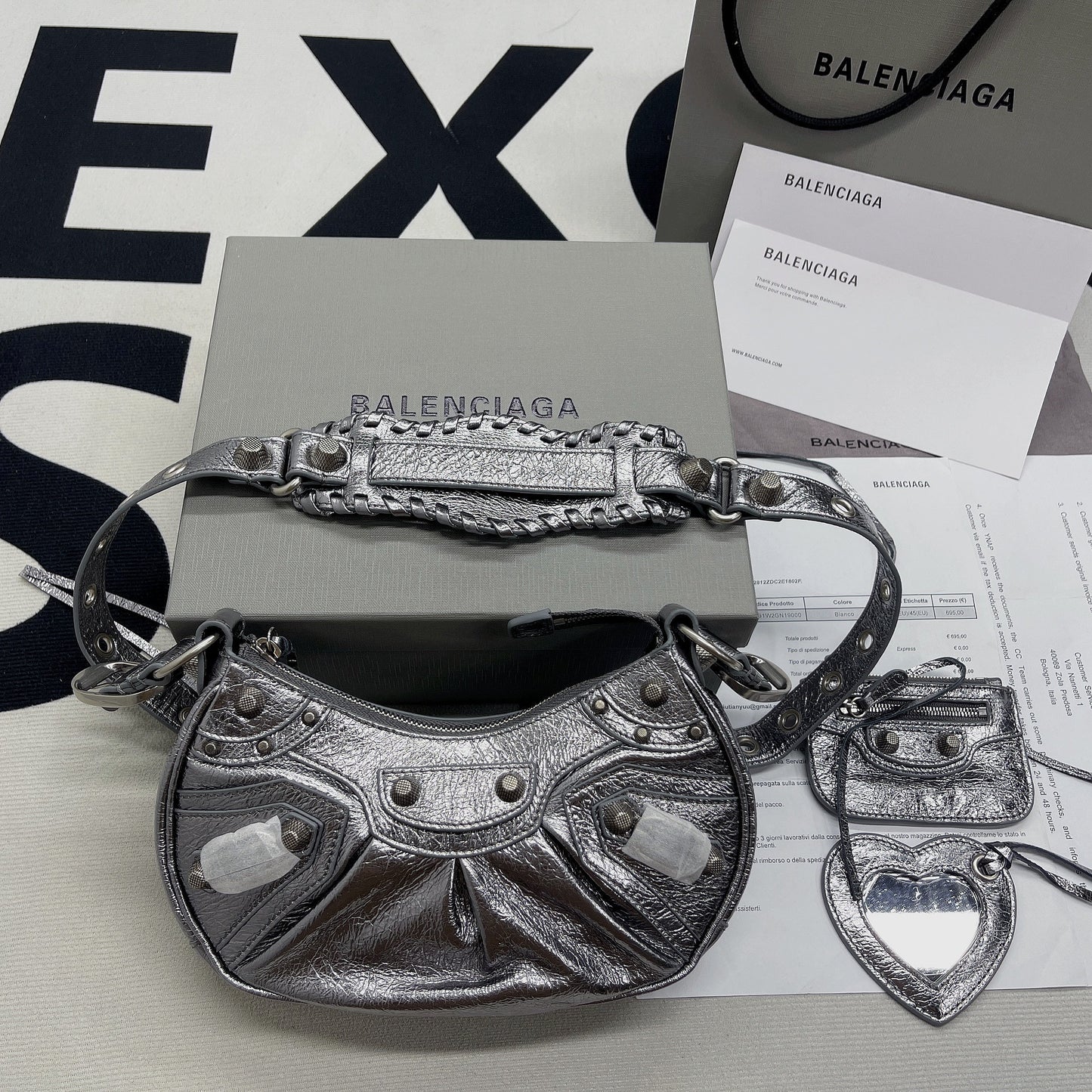 Top Quality Le Cagole XS Shoulder Bag In Grey, For Women,  Bags 10.2in/26cm