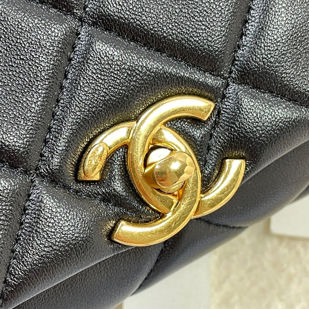 CHLMini Flap Bag Gold Hardware Black For Women, Women’s Handbags, Shoulder Bags 6.7in/17cm AS3365