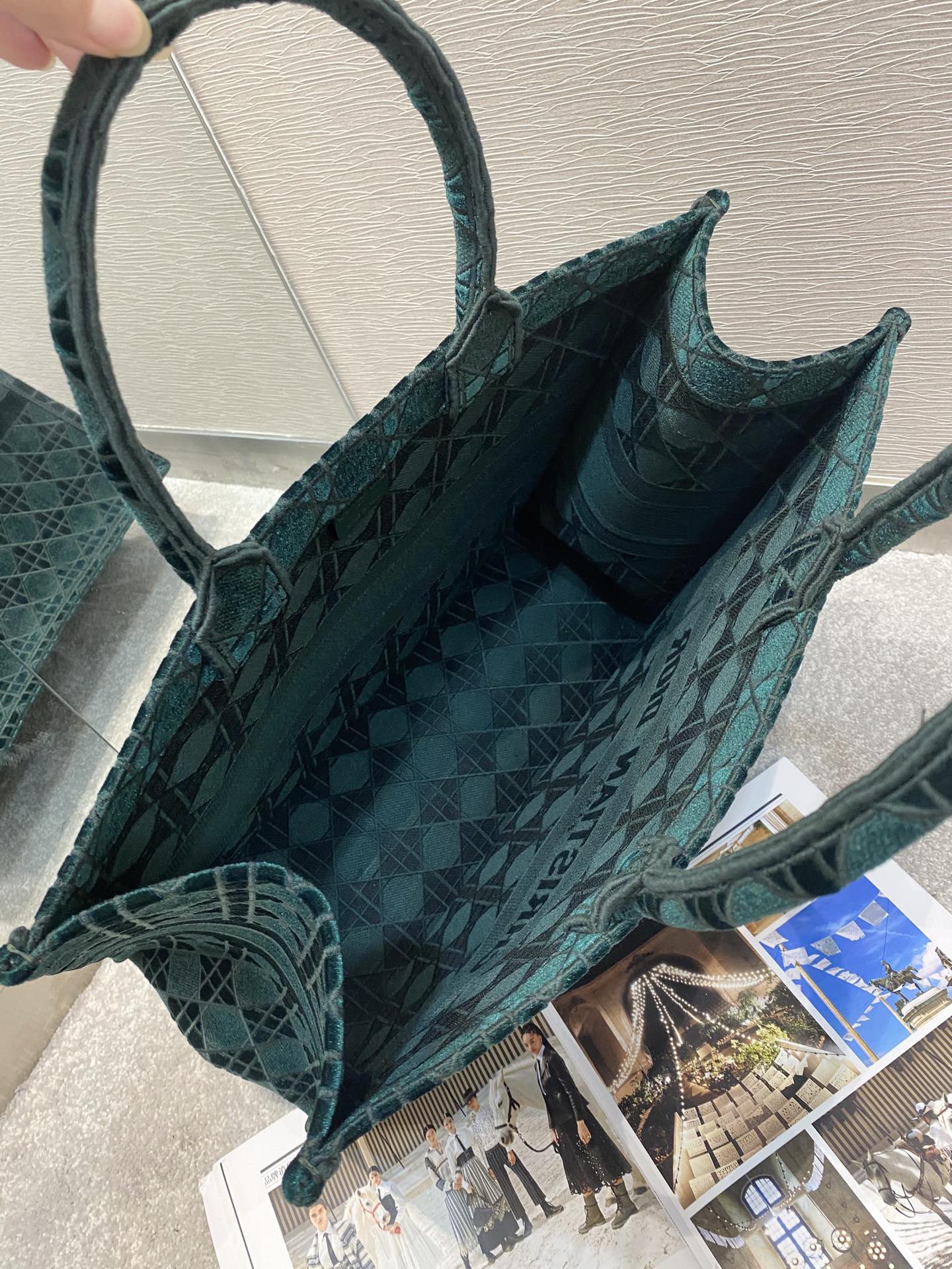 Top Quality Large Book Tote Bag Canvas Green For Women 42cm/16.5in CD