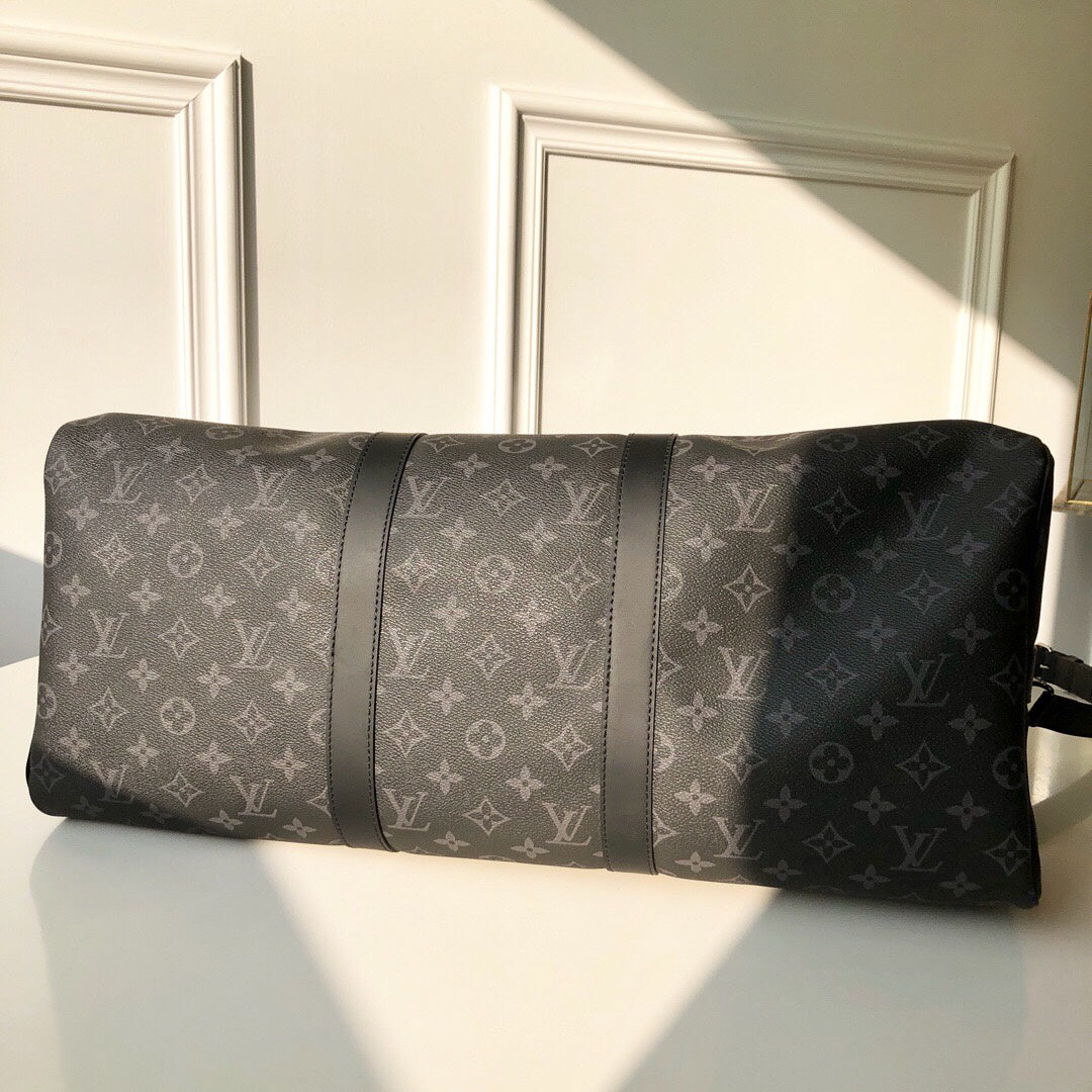 Top Quality Keepall Bandouliere 55 Monogram Eclipse Canvas For Men, Bags, Travel Bags 21.7in/55cm Top Quality M40605