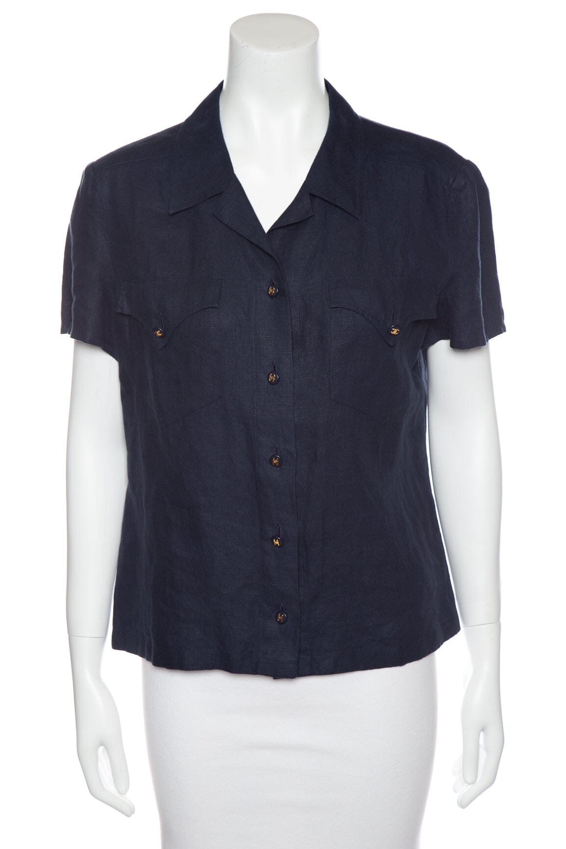 Chanel   1997 Navy Linen Blo  SZ 44