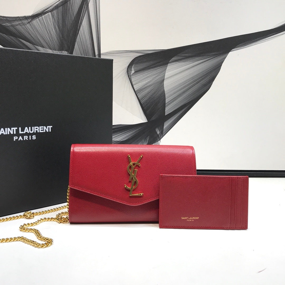 YSSL Uptown Chain Wallet Red For Women 7in/19cm YSL 