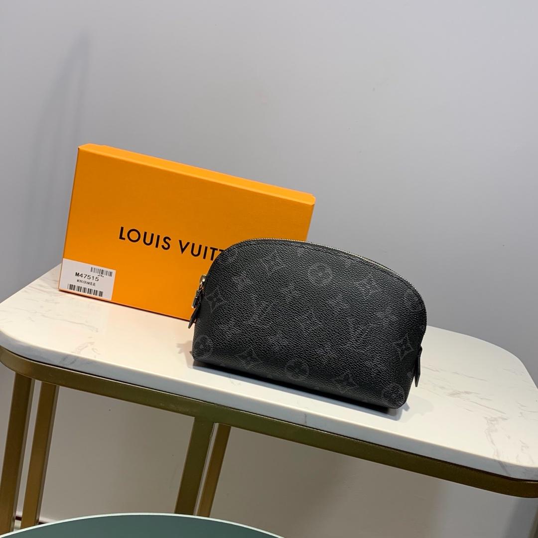 Top Quality Cosmetic Pouch PM Monogram Eclipse Canvas For Women, WoBags 7.5in/19cm Top Quality