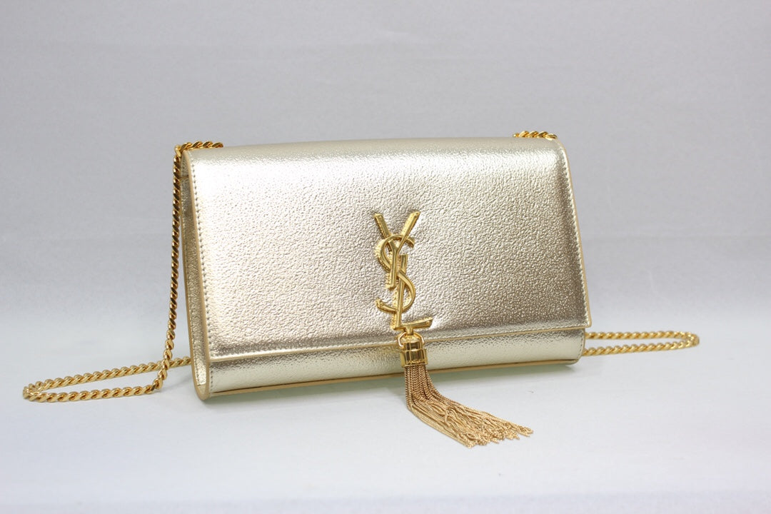 Top Quality Kate Chain Wallet With Tassel Yellow Copper For Women 10.2in/26cm YSL