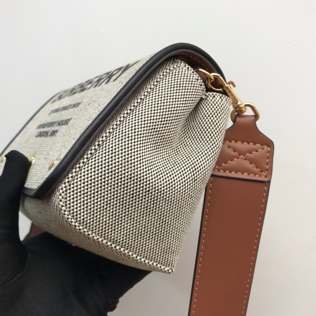 Top Quality Horseferry Print Cotton Canvas Small Crossbody Bag For Women, Bags 7.1in/18cm 80398691