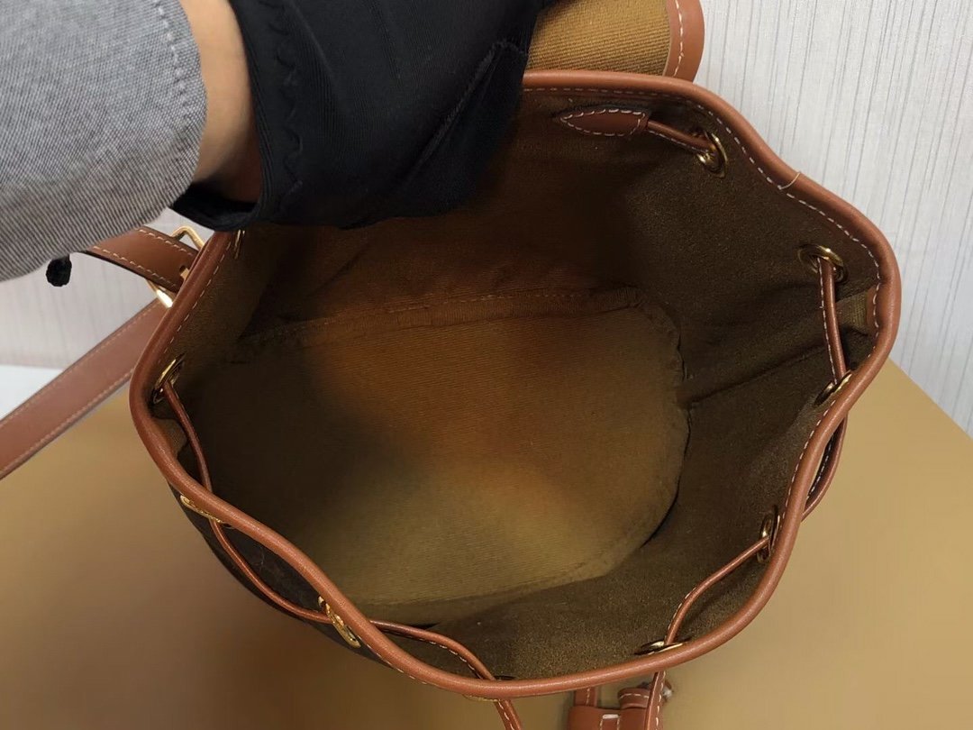 Top Quality Mini Backpack Folco In Triomphe Canvas Tan For Women 7in/20cm 197662CAS.04LU