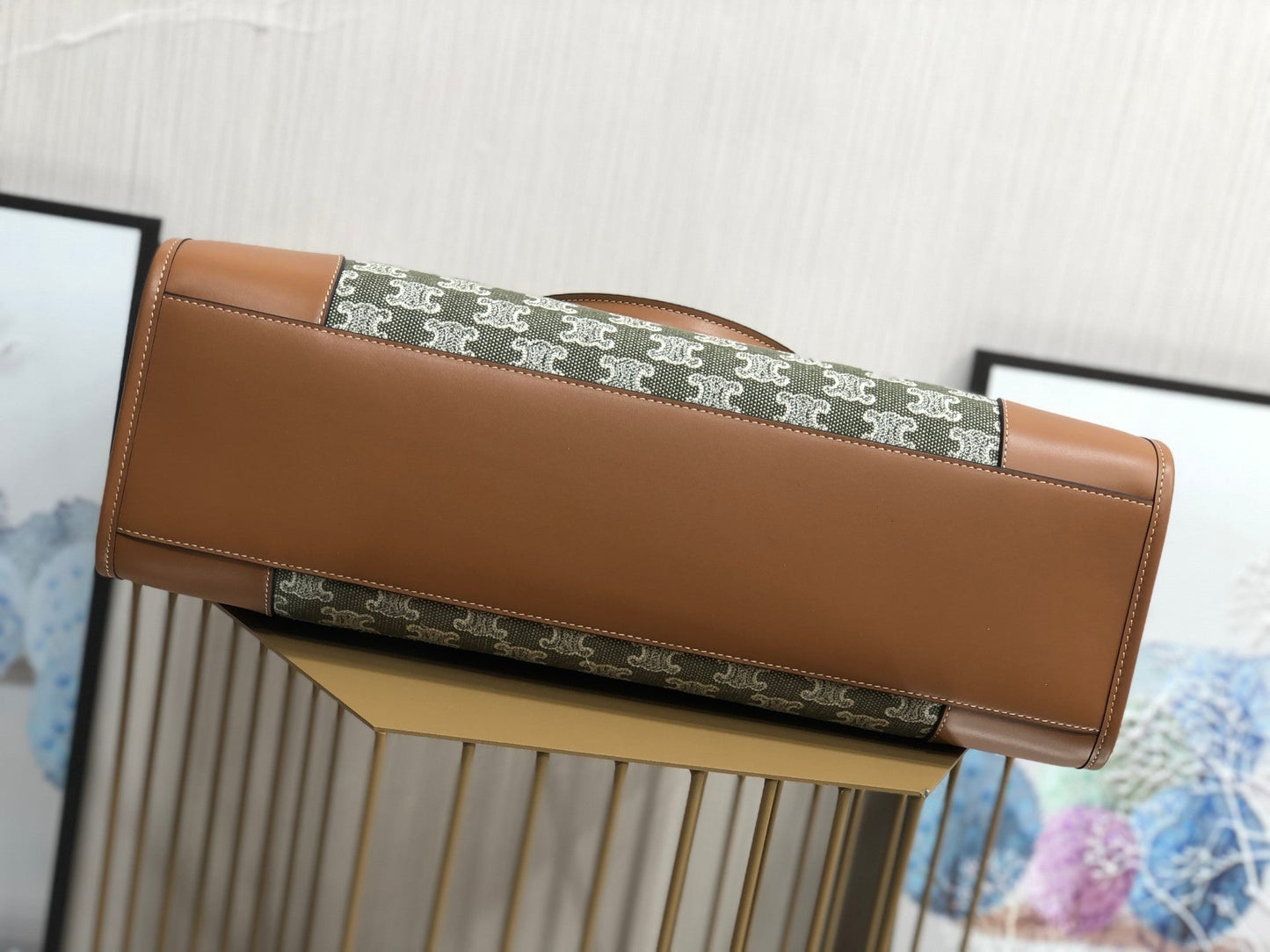 Top Quality Horizontal Cabas In Textile With Triomphe Embroidery Khaki For Women 17in/43cm 197002CS8.15KH
