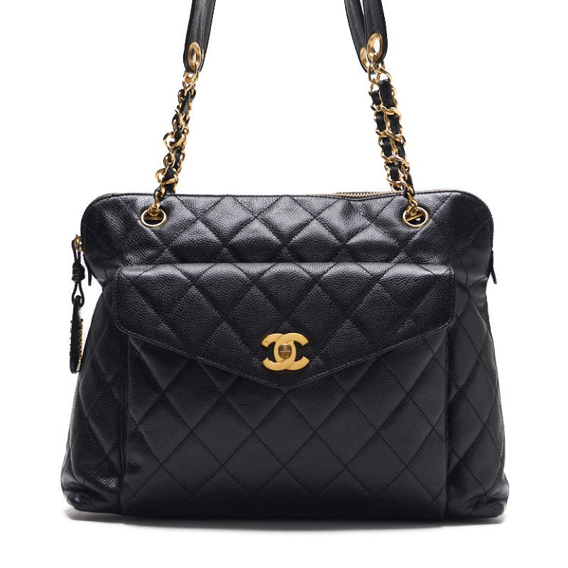 CHANEL / CHANEL Matrasse  Flap Double Chain Sder Caviar S Black   Shoulder Bag Lady Bag Hybrid ? Ship?  Yaboo Online
