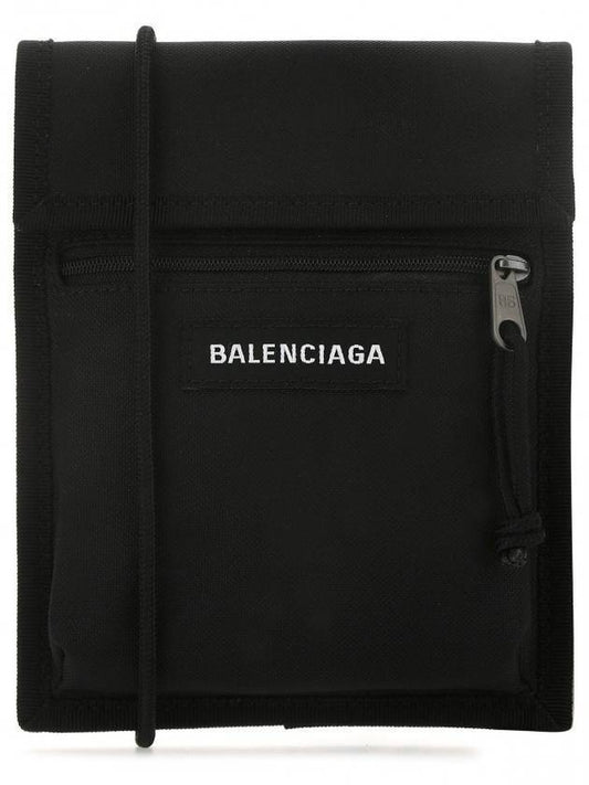 Luxury Balenciaga Trending 2025 Explorer Logo Patch Cross Bag Black